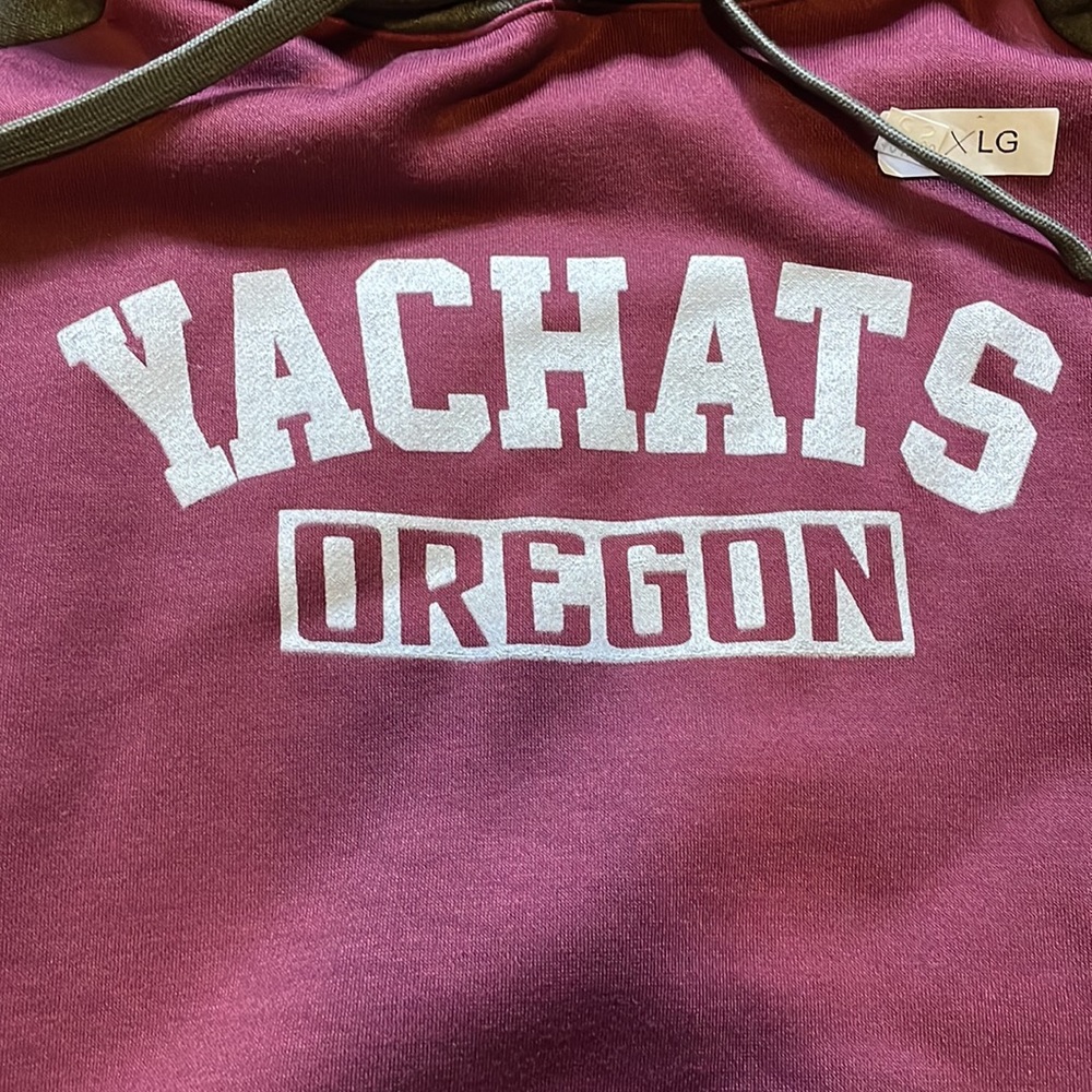 Yachats Oregon 2 toned (Maroon/Grey) Pocketed Hoodie Size XXL - Picture 2 of 4
